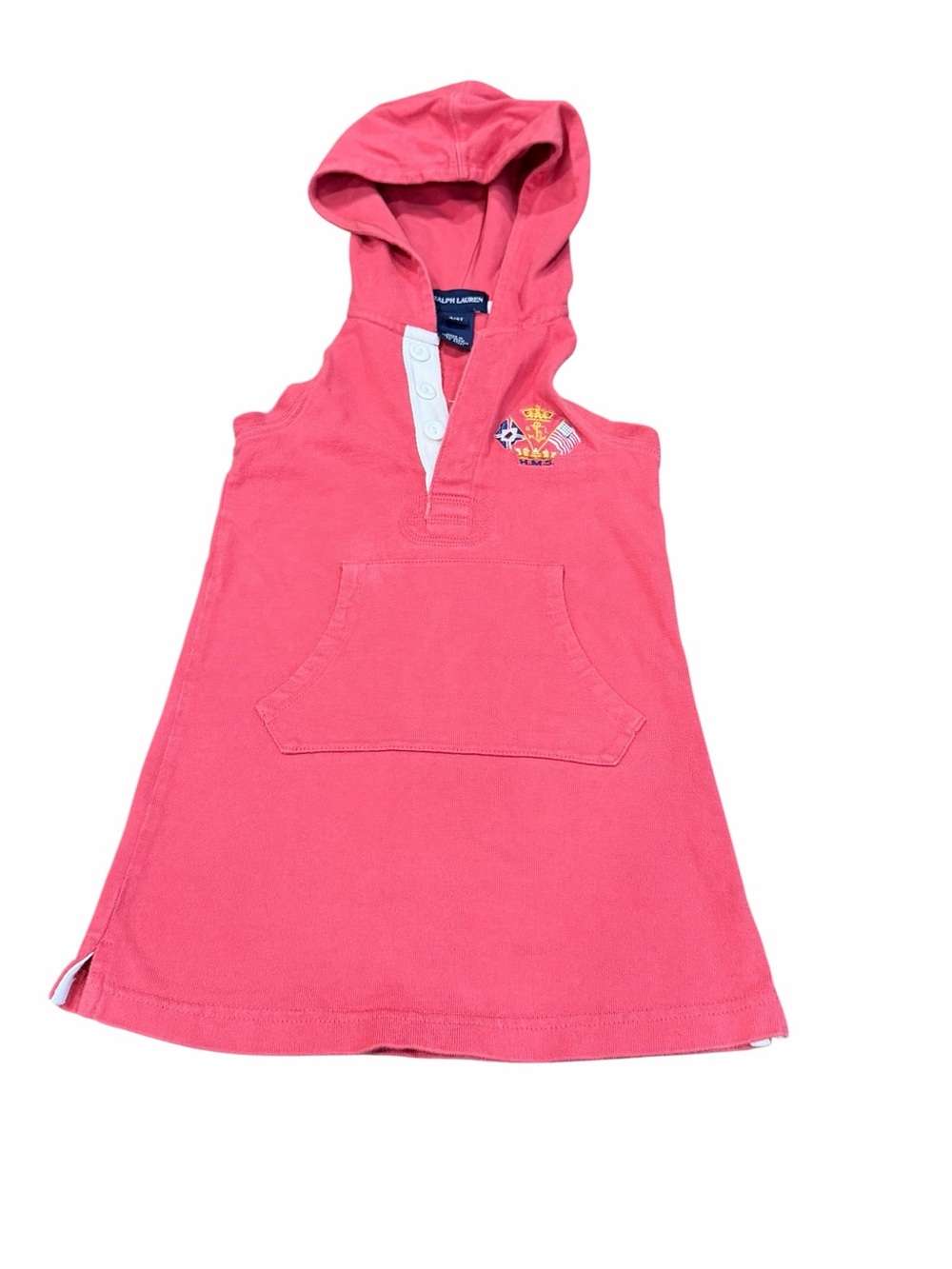 Ralph Lauren Coral Hooded Sleeveless Kids Dress, Size 4